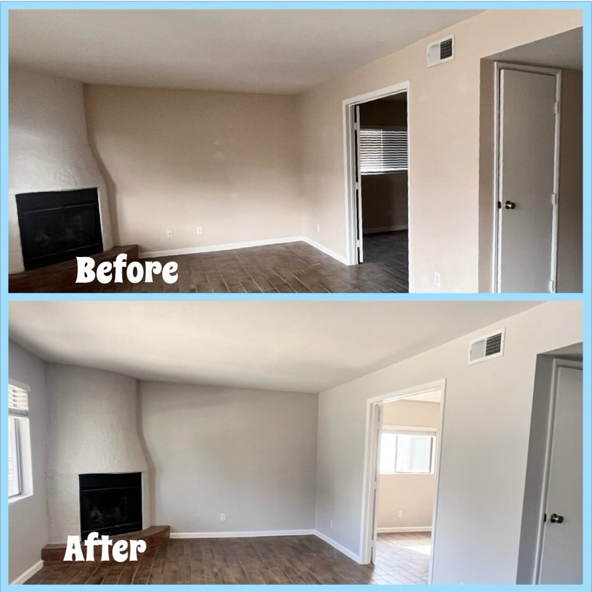 Goodyear interior living room, before and after repaint